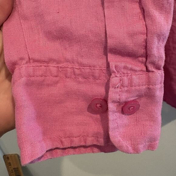 Tweeds Top Women 1X Pink Linen Button Up Lagenlook Boho Coastal Relaxed Flowy - Picture 6 of 12